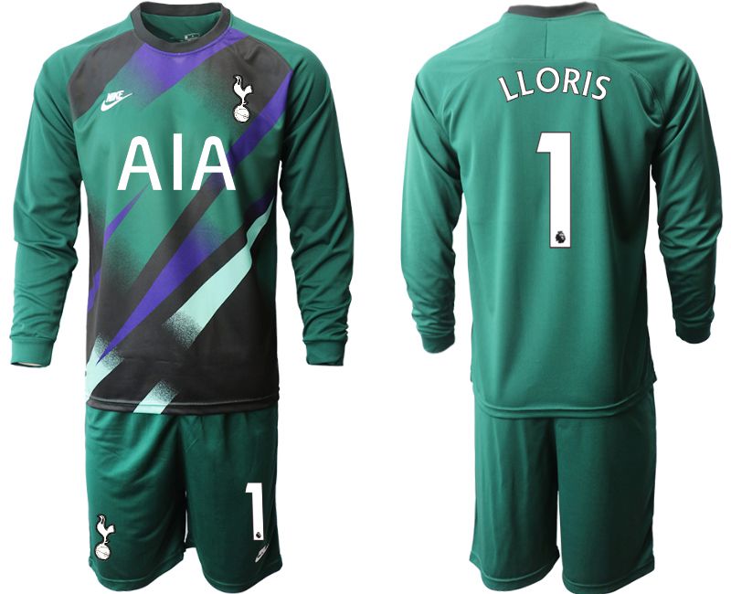 Men 2019-2020 club Tottenham Hotspur Dark green long sleeve goalkeeper #1 Soccer Jerseys